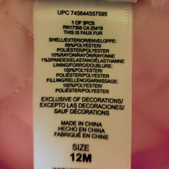 Little Me Girl Pink Pea Coat Quilted Lining Size 12M - Picture 8 of 8